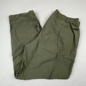 Columbia Cropped Hiking Pants Women’s L (32w/27ins) Roll Tab Leg Nylon Green